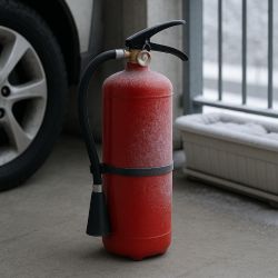 Как хранить огнетушитель в гараже или на балконе зимой: допустимые температуры по типам