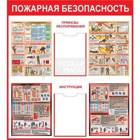 Стенд - Пожарная безопасность и первичные средства пожаротушения СТ030 (пластик, 1000х900х3 мм)