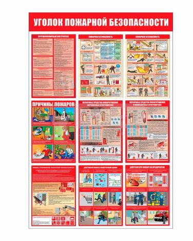 Стенд - Уголок пожарной безопасности СТ555.В (пластик, 1000х750х3 мм)