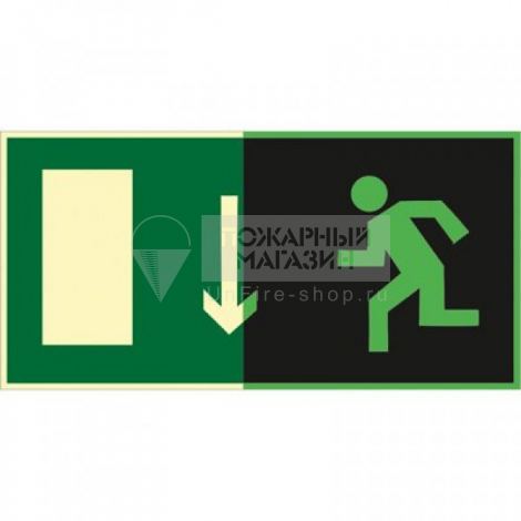 Знак ФЭС Е10 Указатель двери эвакуационного выхода (левосторонний) (фотолюминесцентный, пленка 300х150 мм)