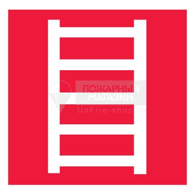 Знак F03 - Пожарная лестница (самокл. пленка ПВХ, 200х200 мм)