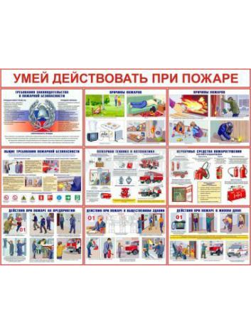 Плакат "Умей действовать при пожаре" (Бумага, к-т из 10 л.) ф.А3