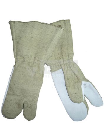 Рукавицы трехпалые с крагами (брезент/спилок)