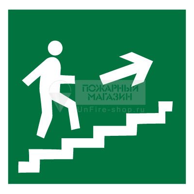 Знак Е15 - Направление к эвакуационному выходу по лестнице вверх (самокл. пленка ПВХ, 200х200 мм)