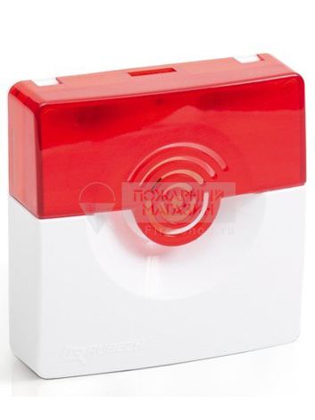Оповещатель охранно-пожарный комбинированный светозвуковой ОПОП 124-7, 12В (корпус бело-красный)