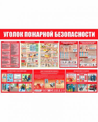 Стенд - Уголок пожарной безопасности СТ555.Г (пластик, 1000х750х3 мм)